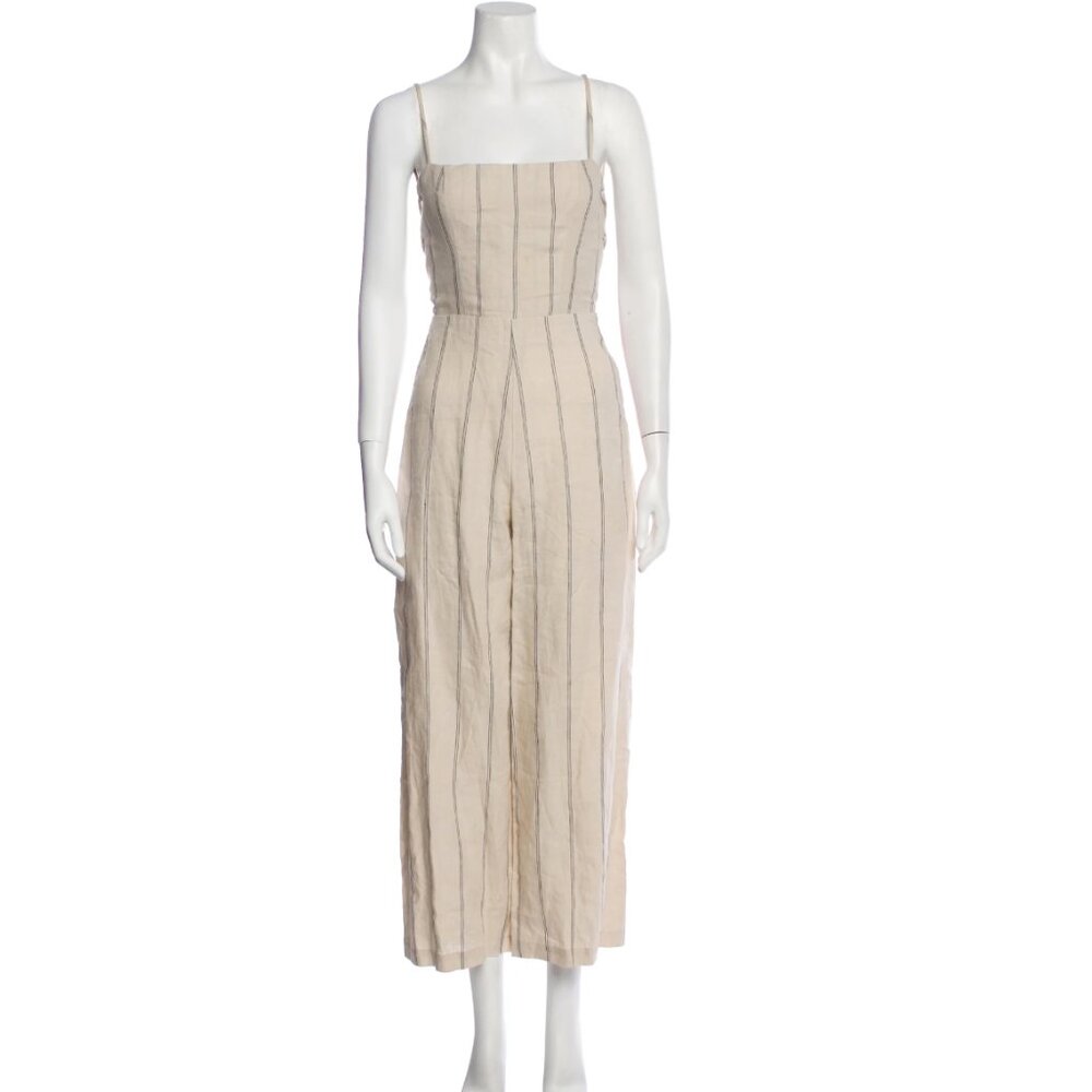 Reformation Striped Open-Back Linen Jumpsuit